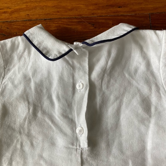 Janie and Jack navy collared piping bubble onesie - Picture 2 of 5